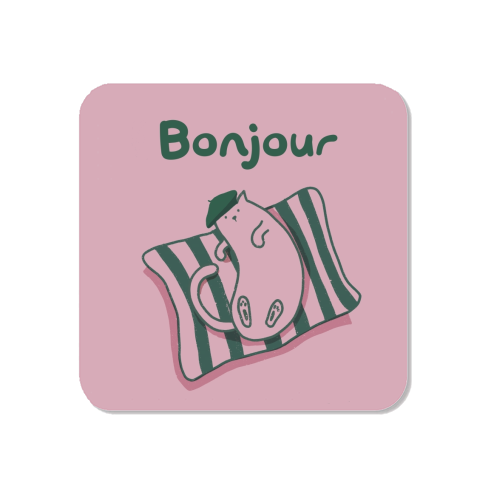 Pink Bonjour Cat - Magnet by Giddy Kipper