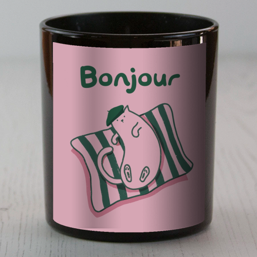 Pink Bonjour Cat - scented candle by Giddy Kipper