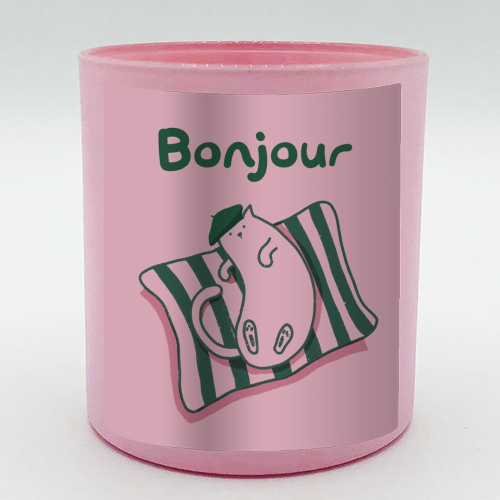 Pink Bonjour Cat - scented candle by Giddy Kipper