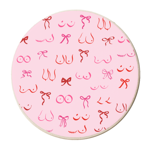 Pink Boobies Coquette - personalised beer coaster by EZbie