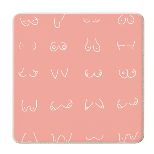 Pink Boobs - personalised beer coaster by Niamh McKeown