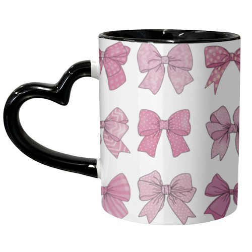 Pink bow pattern coquette art - unique mug by PixieDrew