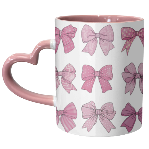 Pink bow pattern coquette art - unique mug by PixieDrew