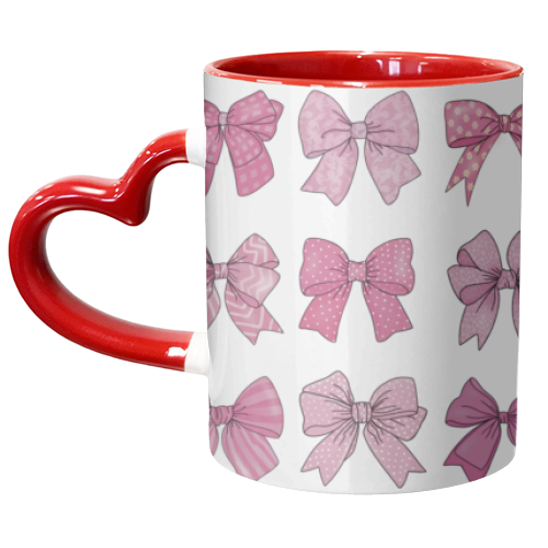Pink bow pattern coquette art - unique mug by PixieDrew