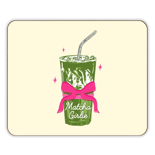 Pink Bows Matcha – Girly Vintage Illustration - designer placemat by EZbie