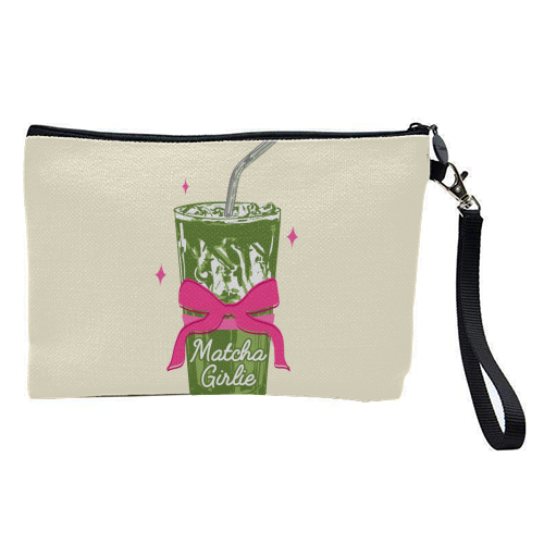 Pink Bows Matcha – Girly Vintage Illustration - pretty makeup bag by EZbie