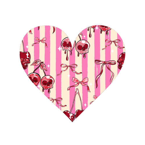 Pink Cherry Skulls Stripes Coquette Bows Illustration - Magnet by EZbie