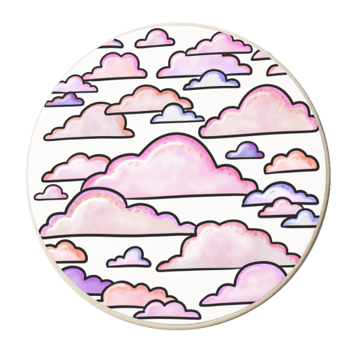 Pink clouds - personalised beer coaster by PixieDrew
