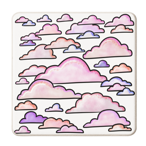 Pink clouds - personalised beer coaster by PixieDrew