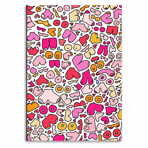 Pink colorful boob art - personalised A4, A5, A6 notebook by andrea zuza