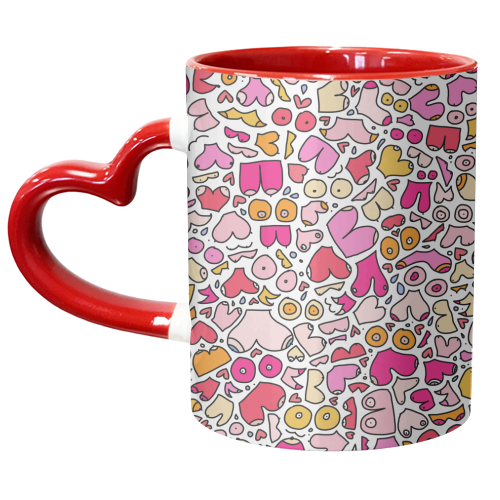 Pink colorful boob art - unique mug by andrea zuza