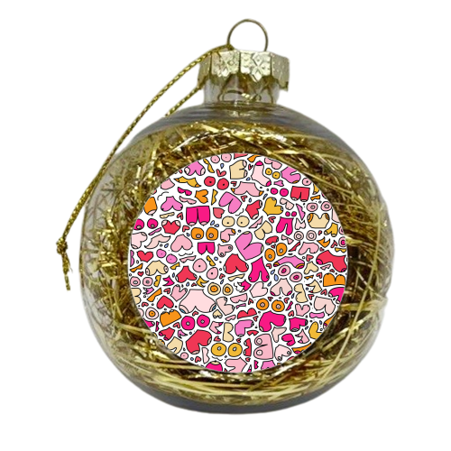 Pink colorful boob art - xmas bauble by andrea zuza