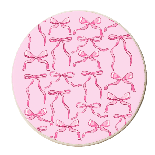 Pink Coquette Bows - personalised beer coaster by EZbie