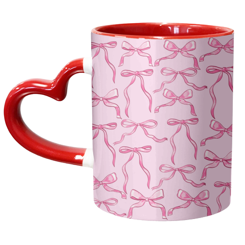 Pink Coquette Bows - unique mug by EZbie