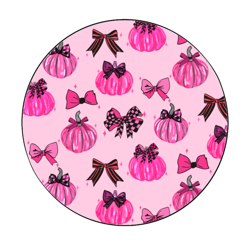 Pink Coquette Pumpkins and Bows Pattern - Circle Sticker by EZbie