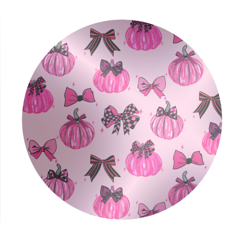 Pink Coquette Pumpkins and Bows Pattern - Circle Sticker by EZbie