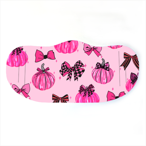 Pink Coquette Pumpkins and Bows Pattern - face cover mask by EZbie