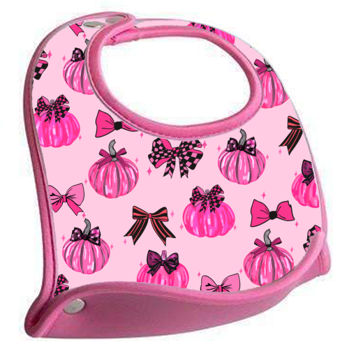 Pink Coquette Pumpkins and Bows Pattern - feeding bib by EZbie