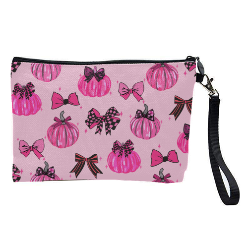 Pink Coquette Pumpkins and Bows Pattern - pretty makeup bag by EZbie