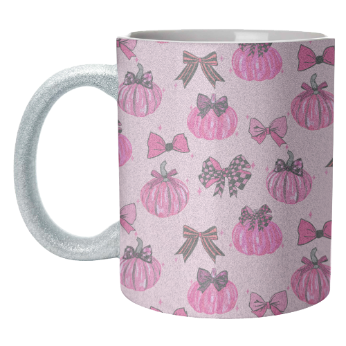 Pink Coquette Pumpkins and Bows Pattern - unique mug by EZbie