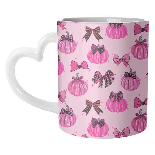 Pink Coquette Pumpkins and Bows Pattern - unique mug by EZbie