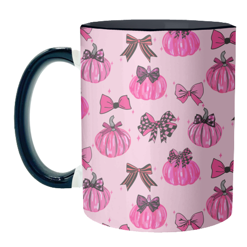 Pink Coquette Pumpkins and Bows Pattern - unique mug by EZbie