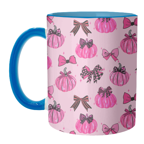 Pink Coquette Pumpkins and Bows Pattern - unique mug by EZbie
