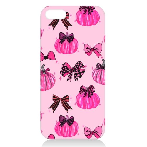 Pink Coquette Pumpkins and Bows Pattern - unique phone case by EZbie
