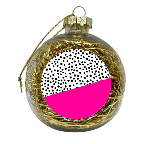 Pink Dalmatian Abstract Print - xmas bauble by The 13 Prints