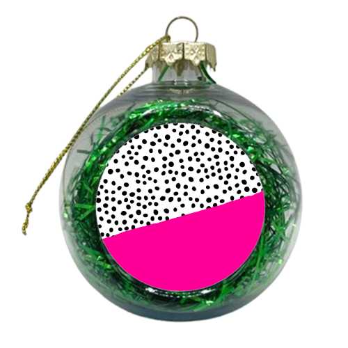 Pink Dalmatian Abstract Print - xmas bauble by The 13 Prints