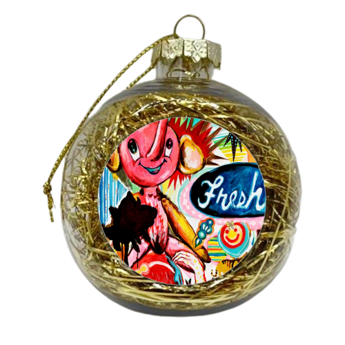 pink elephant and me - xmas bauble by somsomk