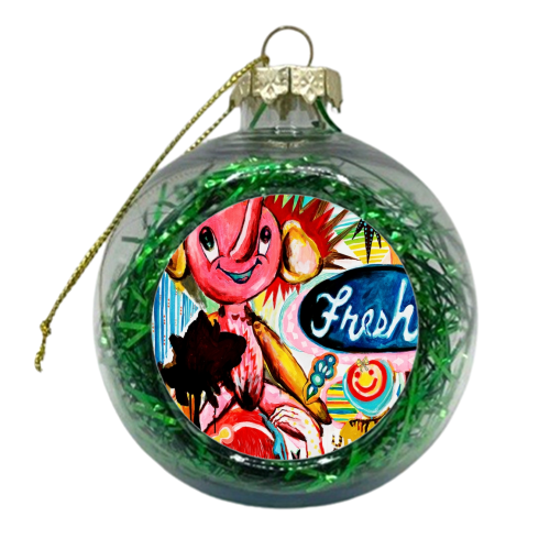 pink elephant and me - xmas bauble by somsomk