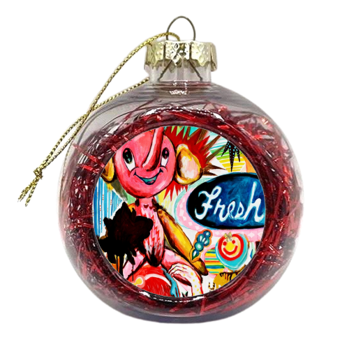 pink elephant and me - xmas bauble by somsomk