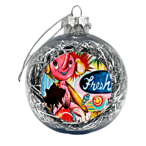 pink elephant and me - xmas bauble by somsomk