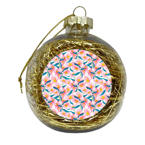 Pink Floral V2 - xmas bauble by Uma Prabhakar Gokhale