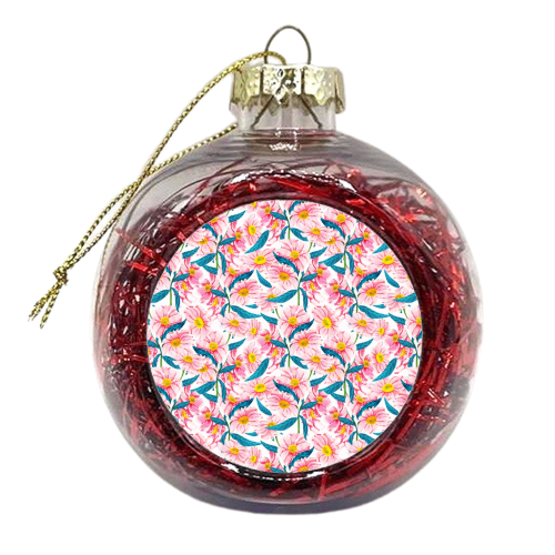 Pink Floral V2 - xmas bauble by Uma Prabhakar Gokhale