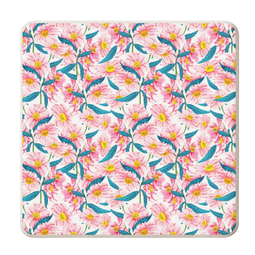 Pink Floral V2 - personalised beer coaster by Uma Prabhakar Gokhale