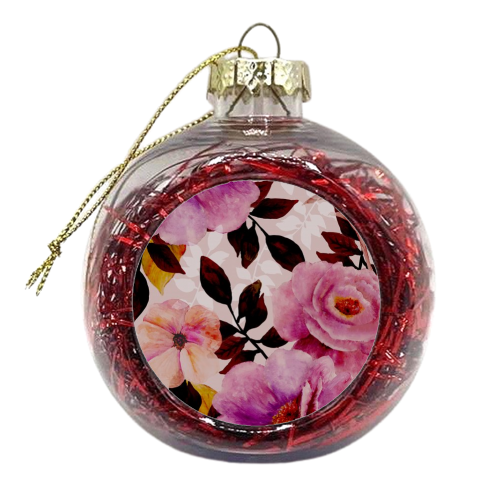 pink florals - xmas bauble by Fiona bennett