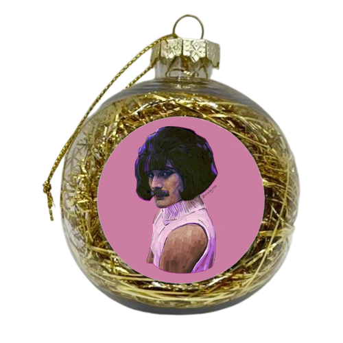 Pink Freddie - xmas bauble by Beverley Rae