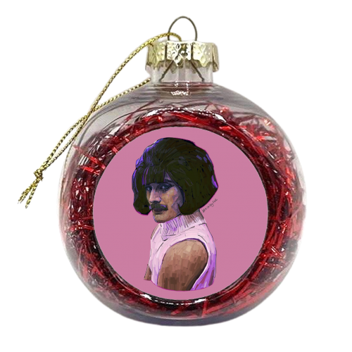 Pink Freddie - xmas bauble by Beverley Rae