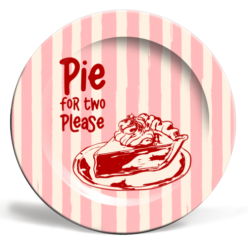 Pink Groovy Stripes Pie for Two Vintage Design - ceramic dinner plate by EZbie