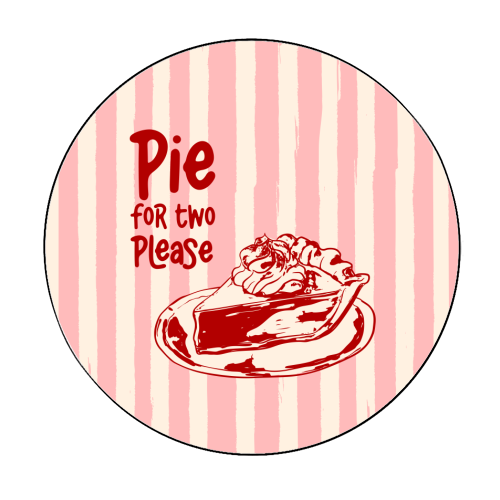 Pink Groovy Stripes Pie for Two Vintage Design - Circle Sticker by EZbie