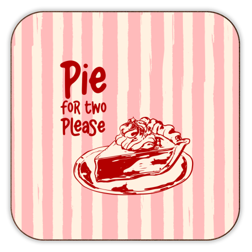 Pink Groovy Stripes Pie for Two Vintage Design - personalised beer coaster by EZbie