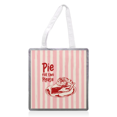 Pink Groovy Stripes Pie for Two Vintage Design - printed canvas tote bag by EZbie