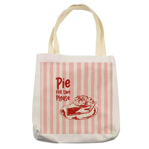 Pink Groovy Stripes Pie for Two Vintage Design - printed canvas tote bag by EZbie
