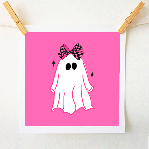 Pink Halloween Ghost - A1 - A4 art print by EZbie