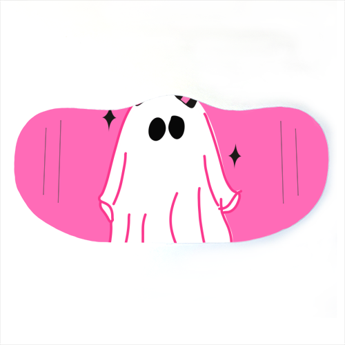 Pink Halloween Ghost - face cover mask by EZbie