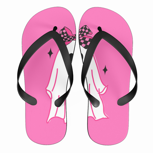 Pink Halloween Ghost - funny flip flops by EZbie