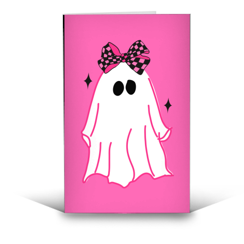 Pink Halloween Ghost - funny greeting card by EZbie