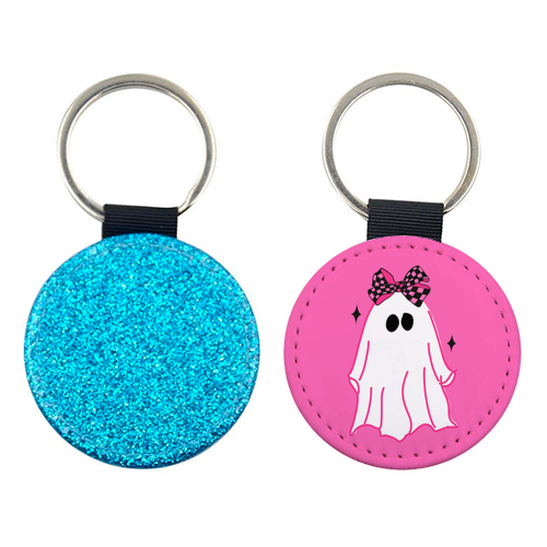 Pink Halloween Ghost - keyring by EZbie